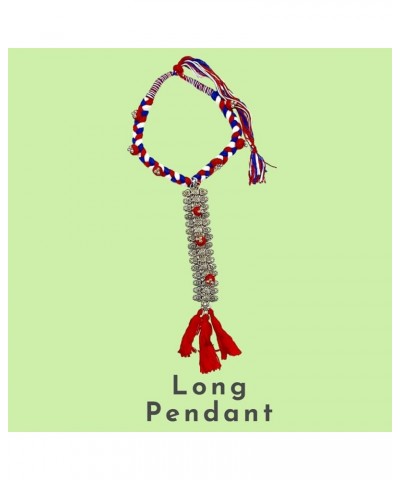 Lambani Necklace Large Long Pendant for Women oxidised silver pendants Entangled within colourful Thread Indian Ethnic Neckla...