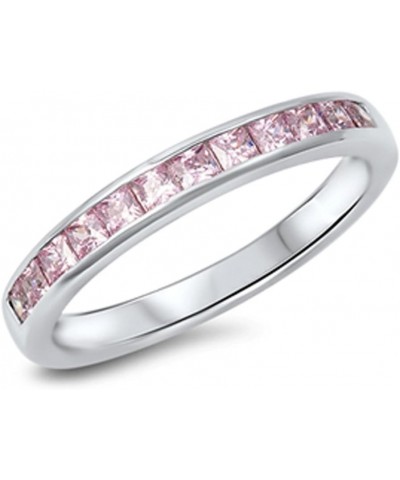 CHOOSE YOUR COLOR Sterling Silver Ring Pink (Simulated Topaz) $12.65 Rings