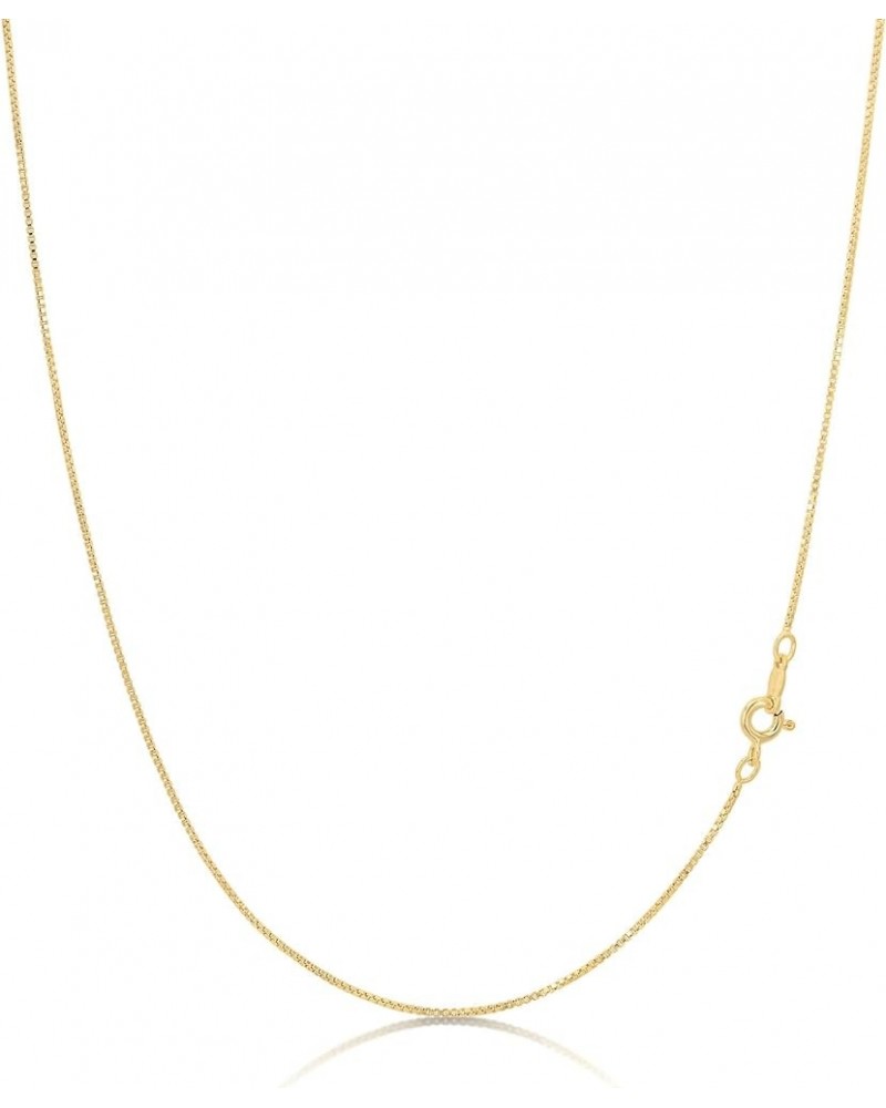 18k Gold Over Sterling Silver 1mm Box Chain Necklace Made in Italy | Sterling Silver Necklace Chain For Women | Gold Chain Ne...