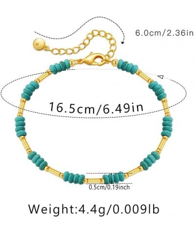 Turquoise Bracelet Pearl for Women 14K Gold Plated Dainty Bead Bracelet Gold Bracelets for Women Teen Girls Adjustable Handma...