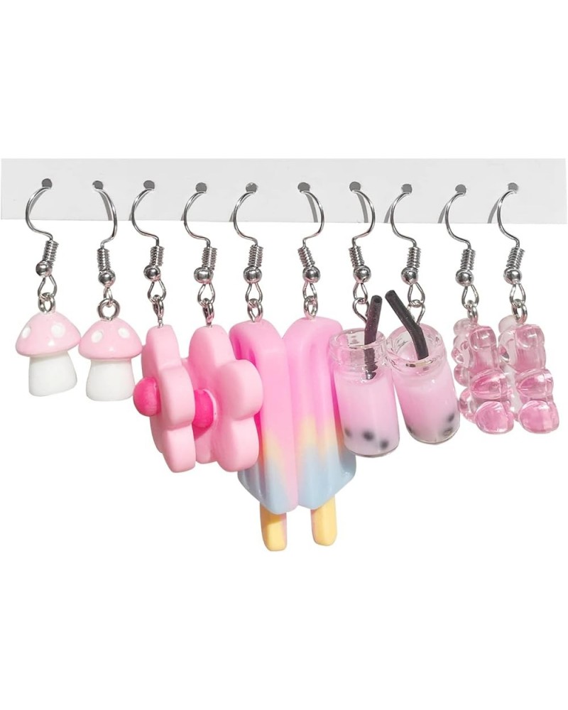 Weird Funny Earrings for Women Girls Cute Aesthetic Dangle Drop Earrings Kawaii Funky Earring Set pink $6.35 Earrings