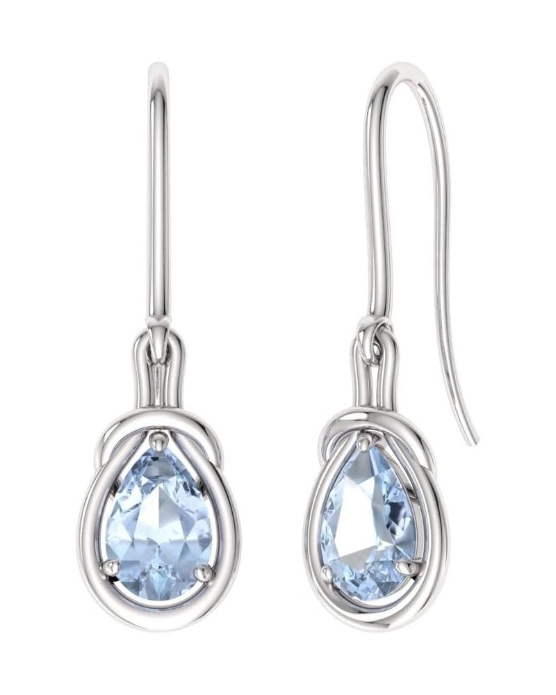 Natural and Certified Pear Cut Aquamarine Drop Earrings in 14k White Gold | 0.46 Carat Earrings for Women $134.89 Earrings