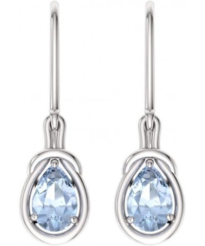 Natural and Certified Pear Cut Aquamarine Drop Earrings in 14k White Gold | 0.46 Carat Earrings for Women $134.89 Earrings