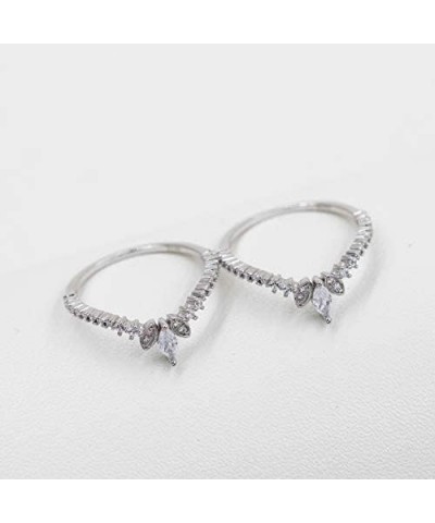 Women's 925 Sterling Silver Marquise Cut CZ Stack Rings Set 2pcs Crown Wedding Engagement Guard Enhancer WR133-2D Platinum $1...