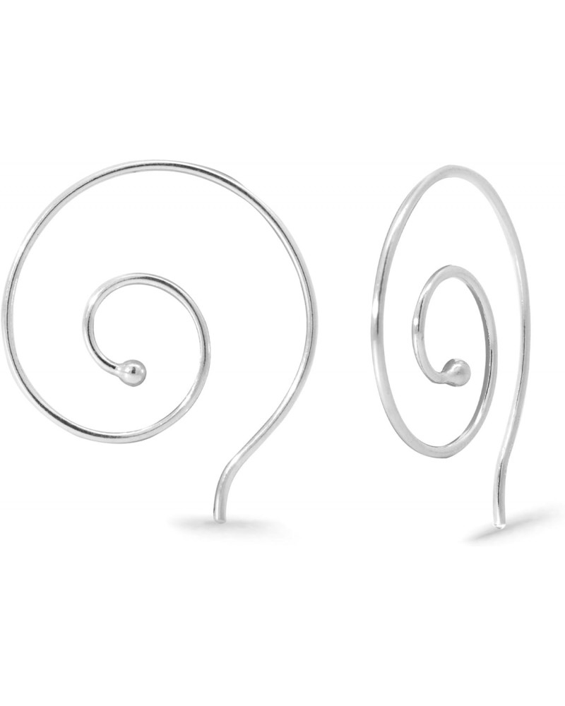 Jewelry Sterling Silver 1 Inch Spiral Pull Through Hoop Earrings $11.48 Earrings