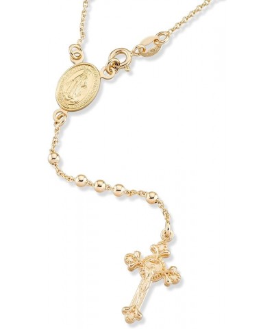 925 Sterling Silver or 18Kt Yellow Gold Over Silver Italian Rosary Bead Cross Y Necklace Chain for Women yellow-gold-plated-s...