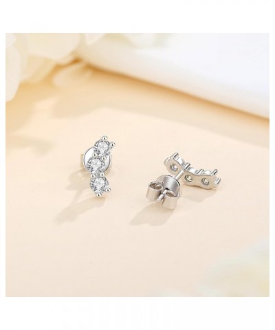 Moissanite Earrings for Women, 925 Sterling Silver Moissanite Diamond Stud Earrings Hypoallergenic White Gold Jewelry Gifts F...