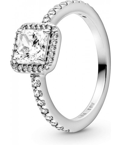 Square Sparkle Halo Ring, With Gift Box 10 With Gift Box Silver $38.92 Rings