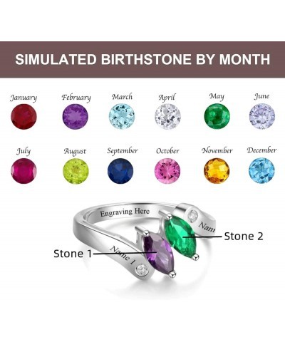 10K 14K 18K Solid Gold Birthstone Rings for Women Personalized Mothers Rings with 2-6 Birthstone Ring Engagement Anniversary ...