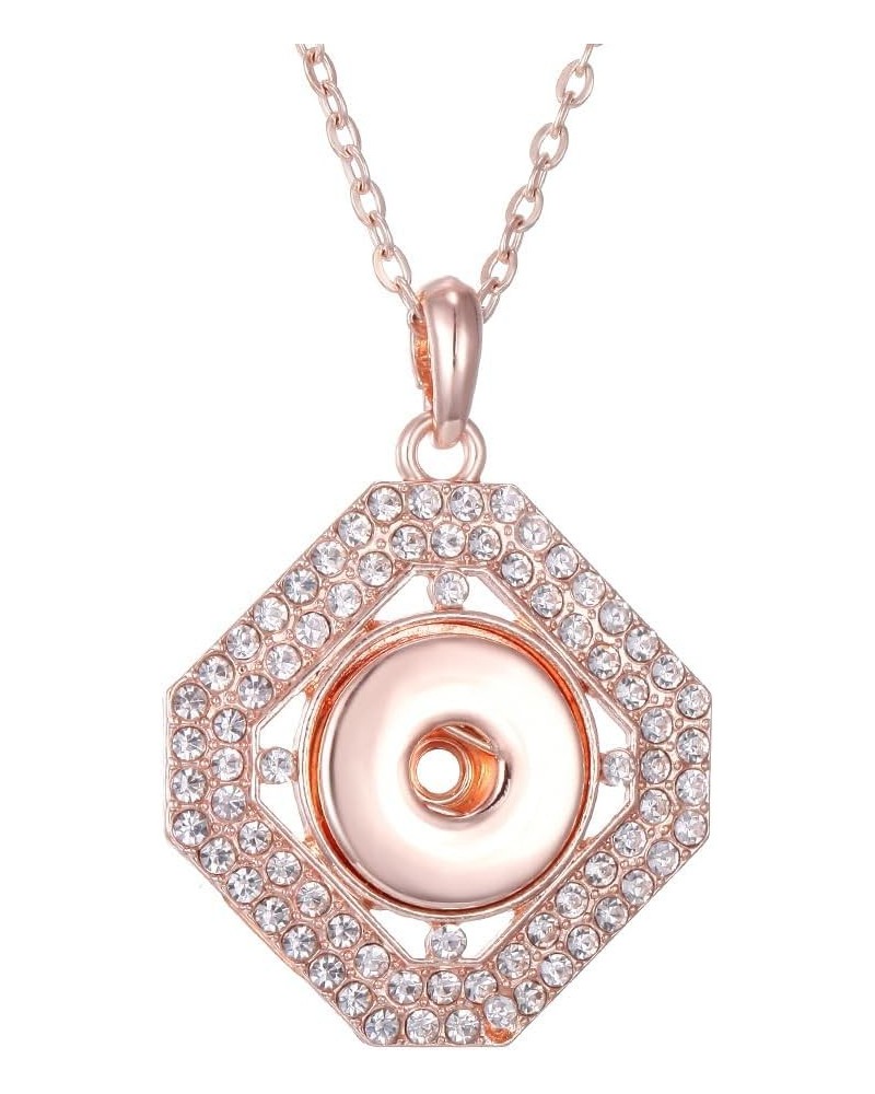 Women Plated Rose Gold Flower Crystal Rhinestone Pendant Snap Button Necklace Personality Minority DIY Sweater Chain Dress Re...