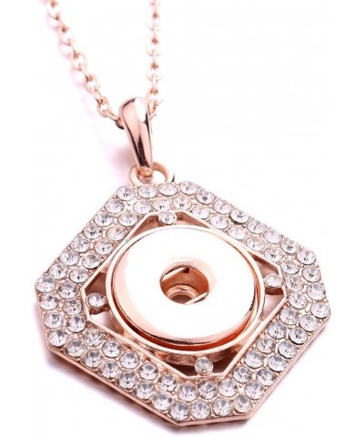 Women Plated Rose Gold Flower Crystal Rhinestone Pendant Snap Button Necklace Personality Minority DIY Sweater Chain Dress Re...