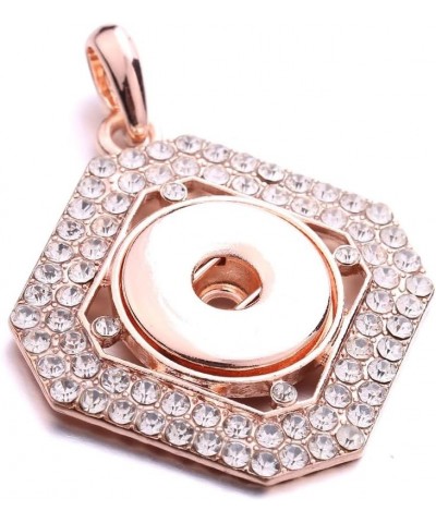 Women Plated Rose Gold Flower Crystal Rhinestone Pendant Snap Button Necklace Personality Minority DIY Sweater Chain Dress Re...