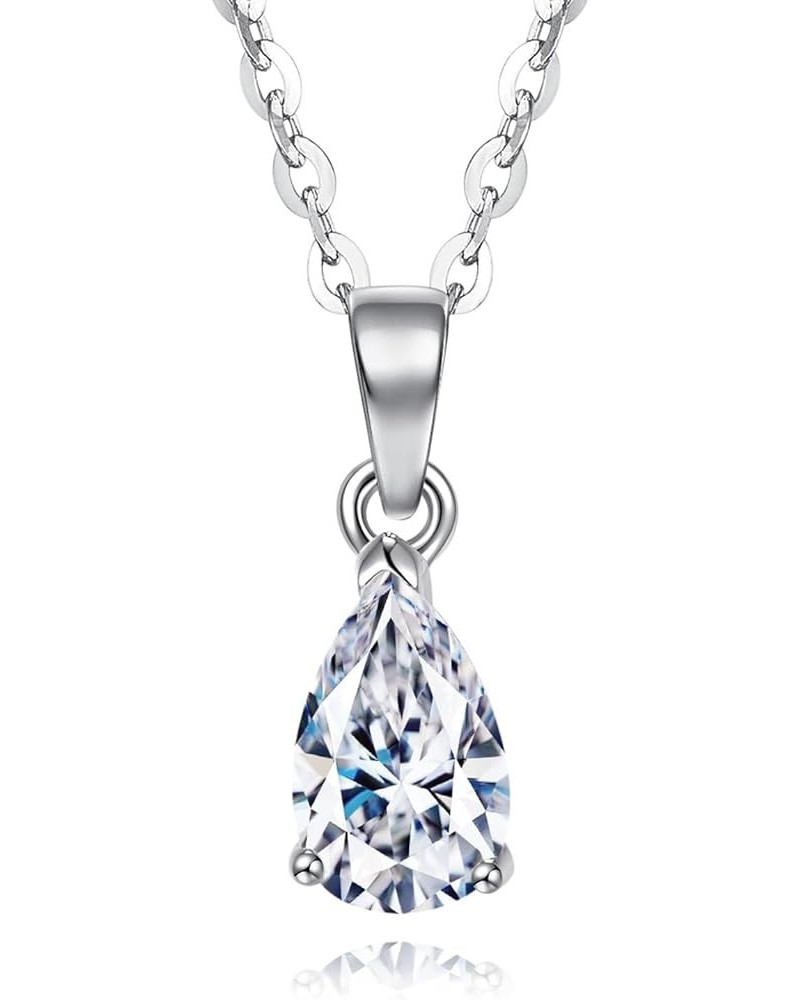 Moissanite Pendant Necklace for Women, 1CT D-F Color Ideal Cut 925 Sterling Silver Solitaire Diamond Necklace with Certificat...