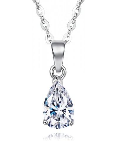 Moissanite Pendant Necklace for Women, 1CT D-F Color Ideal Cut 925 Sterling Silver Solitaire Diamond Necklace with Certificat...