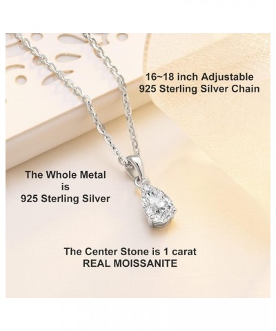 Moissanite Pendant Necklace for Women, 1CT D-F Color Ideal Cut 925 Sterling Silver Solitaire Diamond Necklace with Certificat...