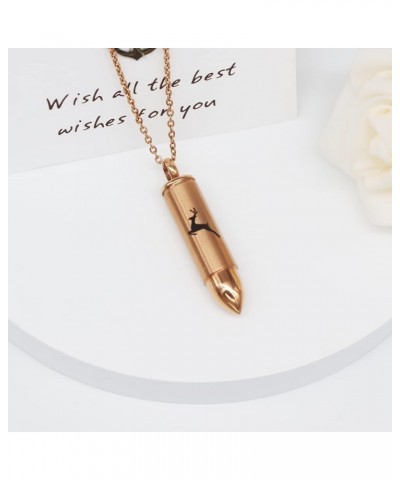 Cremation Jewelry for Ashes Cylinder Deer Bullet Pendant Urn Necklace Stainless Steel Keepsake Memorial Jewelry for Men Women...