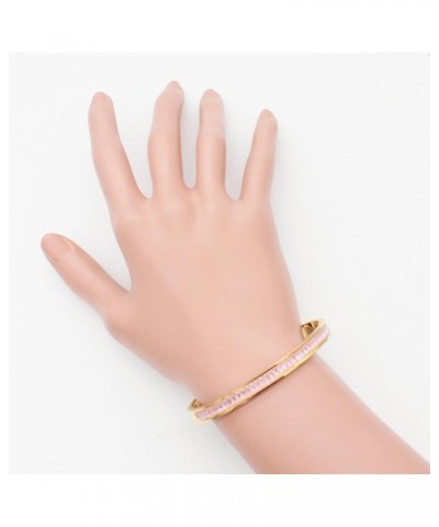 6 mm Width Stainless Steel Bracelet with Cubic Zirconia 7 Inches Bangle for Women Gold Rose Gold and Silver Gold Pink $11.24 ...