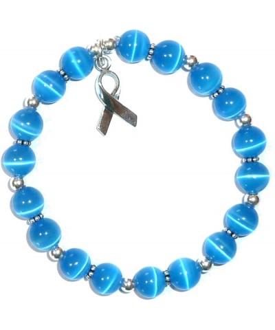 Cancer Awareness Stretchy Bracelet, 925 Sterling Silver, Strong Stretch Cord Fits Most Wrists Colon Cancer - Blue $10.19 Brac...