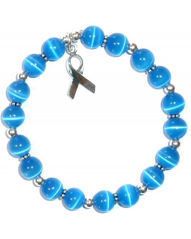 Cancer Awareness Stretchy Bracelet, 925 Sterling Silver, Strong Stretch Cord Fits Most Wrists Colon Cancer - Blue $10.19 Brac...