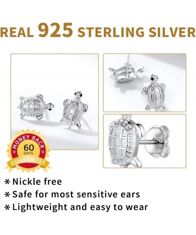 Hypoallergenic 925 Sterling Silver Cute Animal Earrings for Women Girls Lovely Cat/Hedgehog/Turtle Stud Earrings for Sensitiv...