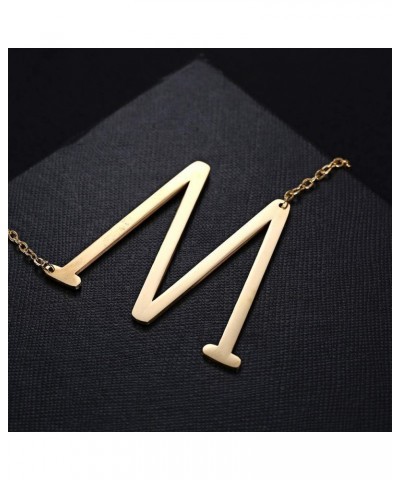 Sideways Initial Necklace 18K Gold Plated Stainless Steel Large Big Letters Pendant Necklace Script Name Monogram Necklaces f...