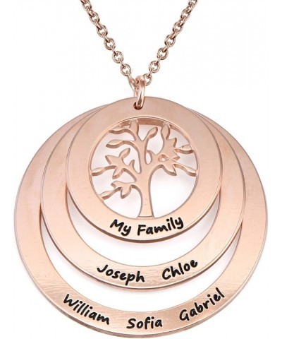 MYKA - Personalized Family Circle Necklace with Custom Engraved Names for Woman, Her, New Mom, Mother - Inscribed Disc Pendan...