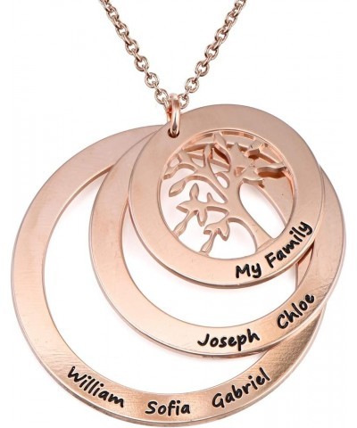 MYKA - Personalized Family Circle Necklace with Custom Engraved Names for Woman, Her, New Mom, Mother - Inscribed Disc Pendan...