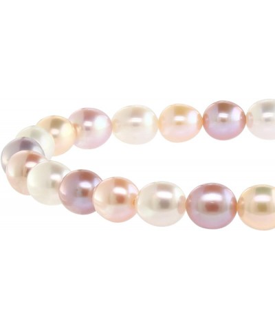 AAAA 6-6.5mm White, Natural Pink, & Natural Peach Colored Oval Freshwater Cultured Pearl Bride & Bridesmaid Stretch Strand Br...