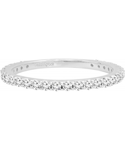 Round Diamond or Gemstone Eternity Stackable Wedding Band for Women | Available in 10K/14K/18K Gold White Diamond in 18K Yell...