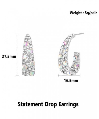 Dangle Drop Statement Earrings for Women 925 Sterling Silver Post Rhinestone Earring Colorful Crystal Gold Bohemian Hoop Roya...