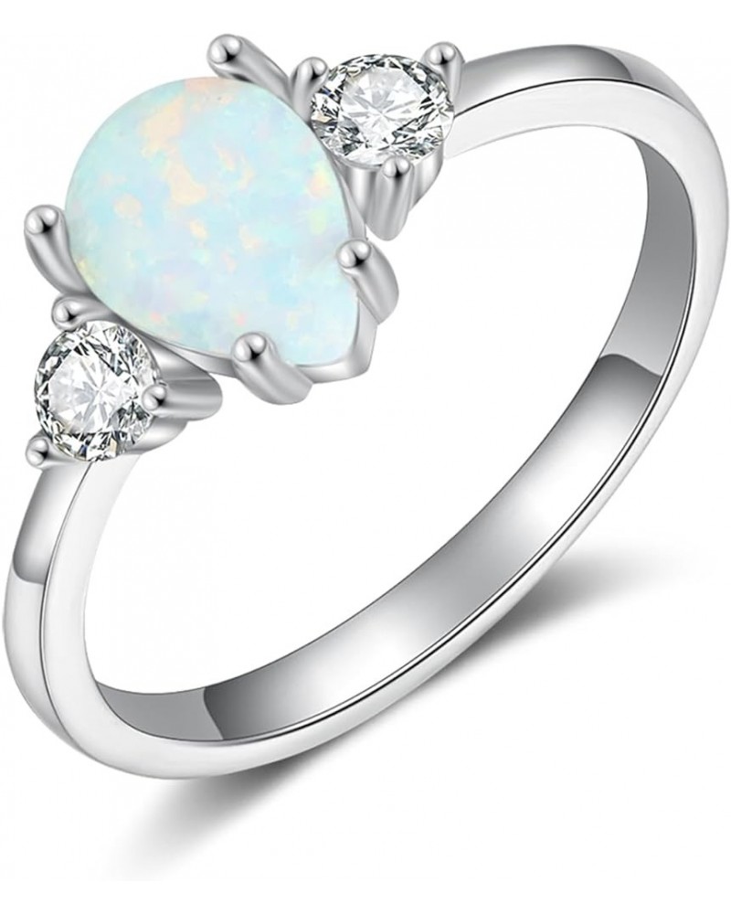 10K 14K 18K Gold Opal Rings for Women Engrave Name Size 4 to 12 Anniversary Birthday Jewelry Gifts for Her 8-Style $68.80 Rings