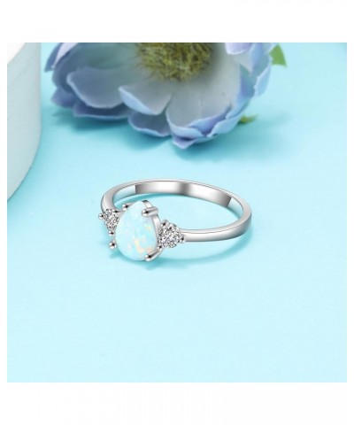 10K 14K 18K Gold Opal Rings for Women Engrave Name Size 4 to 12 Anniversary Birthday Jewelry Gifts for Her 8-Style $68.80 Rings