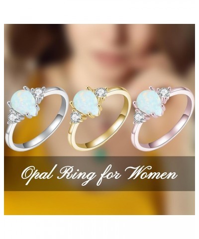 10K 14K 18K Gold Opal Rings for Women Engrave Name Size 4 to 12 Anniversary Birthday Jewelry Gifts for Her 8-Style $68.80 Rings