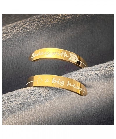 Stainless Steel Encourage Ring Adjustable Steel Gold Keep Going ring Inspirational Opening Stacking Cute Band Jewelry gold - ...