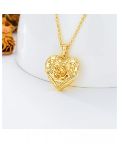 10K 14K 18K Solid Gold Heart Locket That Holds Pictures Personalized Sunflower/Starburst/Cross/Rose/Wings/Lotus/Butterfly/Tur...