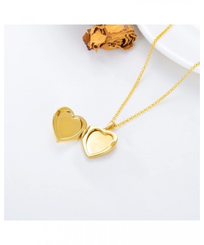 10K 14K 18K Solid Gold Heart Locket That Holds Pictures Personalized Sunflower/Starburst/Cross/Rose/Wings/Lotus/Butterfly/Tur...