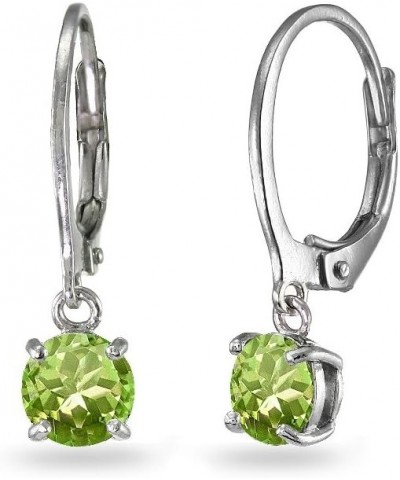 Sterling Silver 6mm Round Dangle Dainty Leverback Dangle Earrings for Women Girls August - Peridot $18.90 Earrings