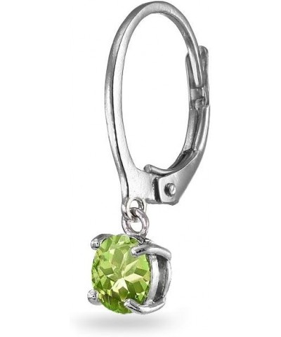 Sterling Silver 6mm Round Dangle Dainty Leverback Dangle Earrings for Women Girls August - Peridot $18.90 Earrings