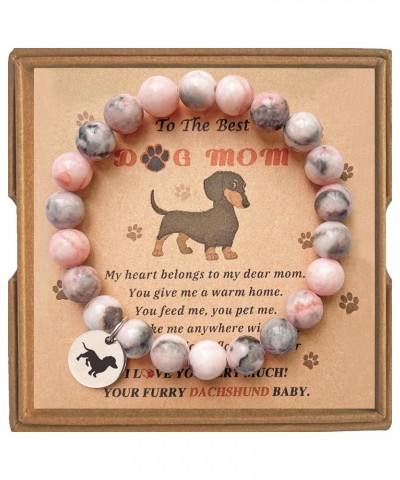 Dog Mom Gifts for Women, Dog Gifts for Dog Lovers with Gift Message Card, Natural Stone Dog Mom Charm Bracelets, Dog Lover Gi...