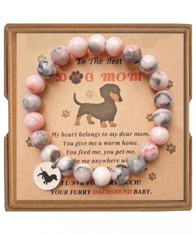 Dog Mom Gifts for Women, Dog Gifts for Dog Lovers with Gift Message Card, Natural Stone Dog Mom Charm Bracelets, Dog Lover Gi...