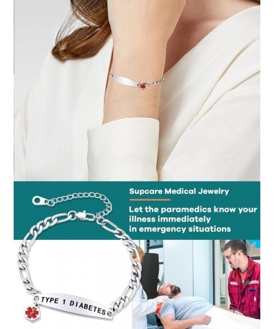 Medical Alert Bracelets for Men Women with Free Engraving Stainless Steel Emergency Id Jewelry Gift (with Medical Card + Gift...