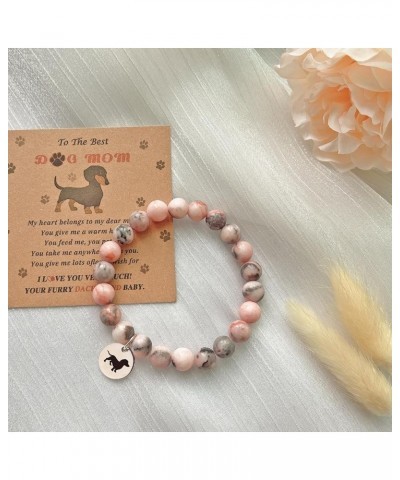 Dog Mom Gifts for Women, Dog Gifts for Dog Lovers with Gift Message Card, Natural Stone Dog Mom Charm Bracelets, Dog Lover Gi...