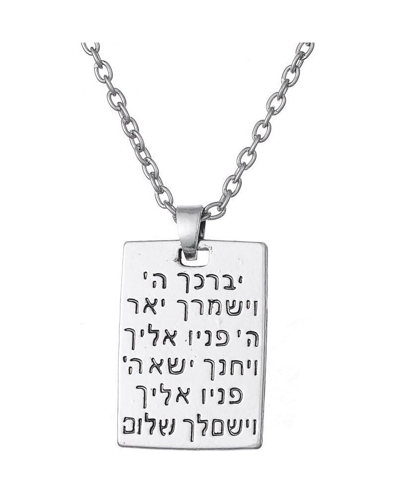 Jewish Hebrew Necklace Aaronic Blessing Necklace Messianic Jewish Yeshua Symbol Israel Jewelry for Men Women Silver tone 2 $9...