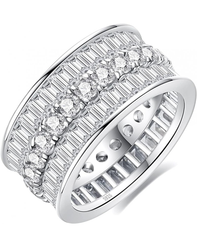 7.5cttw/15.8cttw Triple Row Cubic Zirconia Eternity Band Ring | 5A Grade Simulant Diamond Wedding Band | 925 Sterling Silver ...