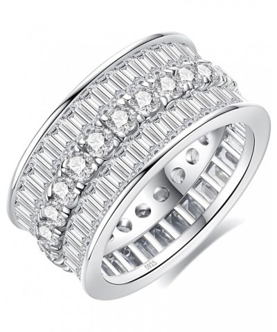 7.5cttw/15.8cttw Triple Row Cubic Zirconia Eternity Band Ring | 5A Grade Simulant Diamond Wedding Band | 925 Sterling Silver ...