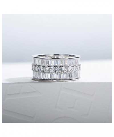 7.5cttw/15.8cttw Triple Row Cubic Zirconia Eternity Band Ring | 5A Grade Simulant Diamond Wedding Band | 925 Sterling Silver ...