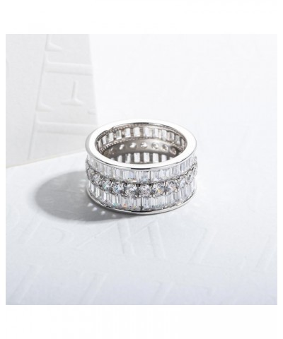 7.5cttw/15.8cttw Triple Row Cubic Zirconia Eternity Band Ring | 5A Grade Simulant Diamond Wedding Band | 925 Sterling Silver ...