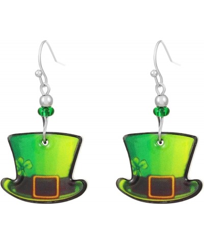 St Patrick's Day Earrings for Women Shamrock Dangle Earrings Green Clover Hat Horseshoe Drop Earrings Good Luck Earrings Jewe...