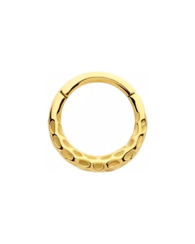 16GA 316L Stainless Steel Hammered Pattern Hinged Segment Ring Gold Tone $11.33 Body Jewelry