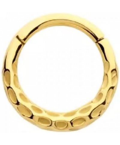 16GA 316L Stainless Steel Hammered Pattern Hinged Segment Ring Gold Tone $11.33 Body Jewelry